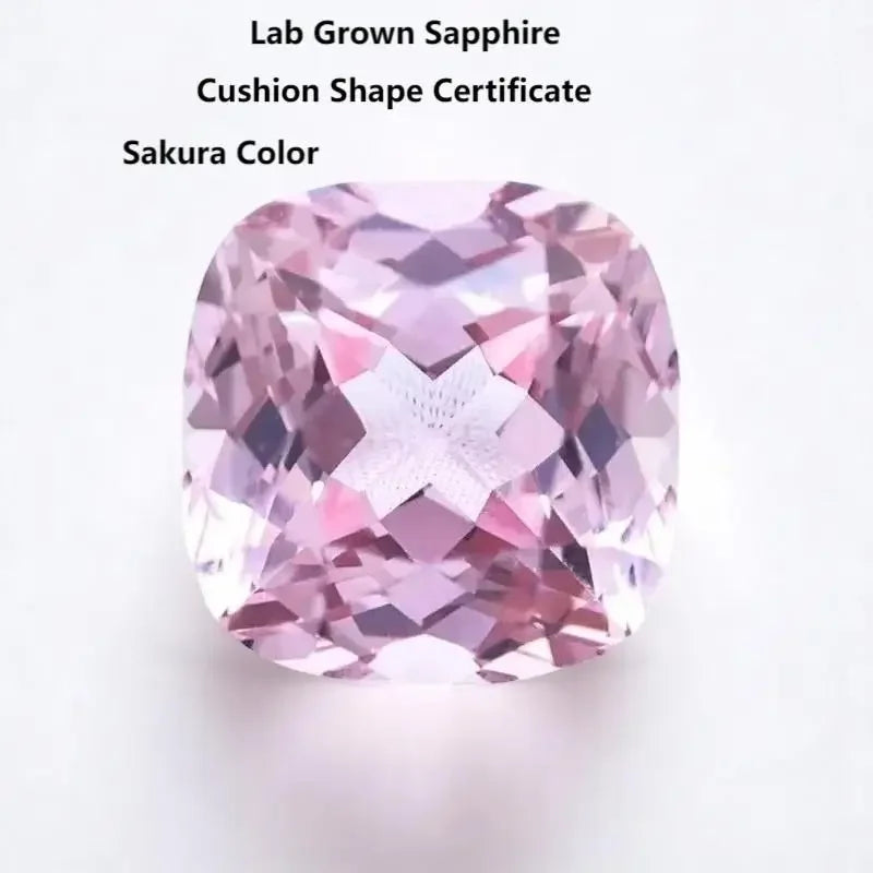 Cushion Shape Sakura Color Lab Grown Sapphire  for Charms Jewelry Making DIY Ring Necklace Earrings Main Materials Certificate