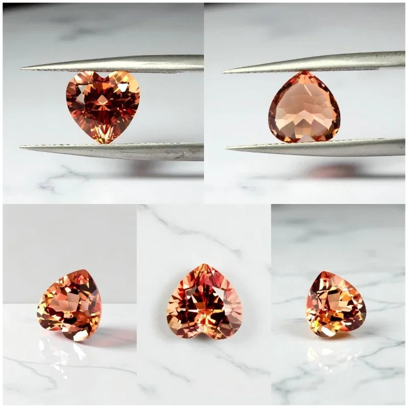 Sapphire Heart Cut VVS1 Orange Color Lab Grown Gemstone for DIY Jewelry Making Materials Charms Gem Wholesale with Certificate