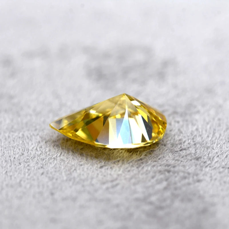 Pear Cut Lemon Yellow Color Moissanite Synthetic Gemstone with Certificate DIY Jewelry Making