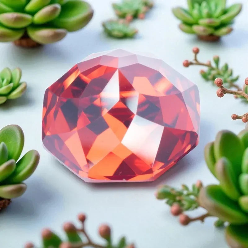 Special Rose Cut Octagon Shape Cubic Zirconia Stones Chinese Red Loose Gemstone For Earrings Pendant Jewelry Diy Making