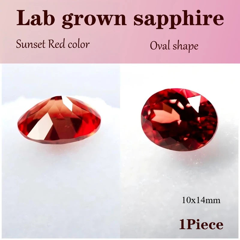 Pear Cut Lab Grown Sapphire Sunset Red Color for Charms for Jewelry Making with Certificate Wholesale Extremely Shiny Quality