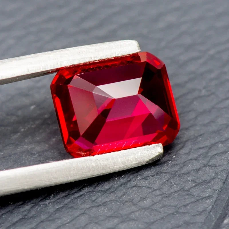 Top Lab Grown Ruby Emerald Cut Pigeon Blood Color Small Size DIY Charms Jewelry Main Materials Extremely Shiny
