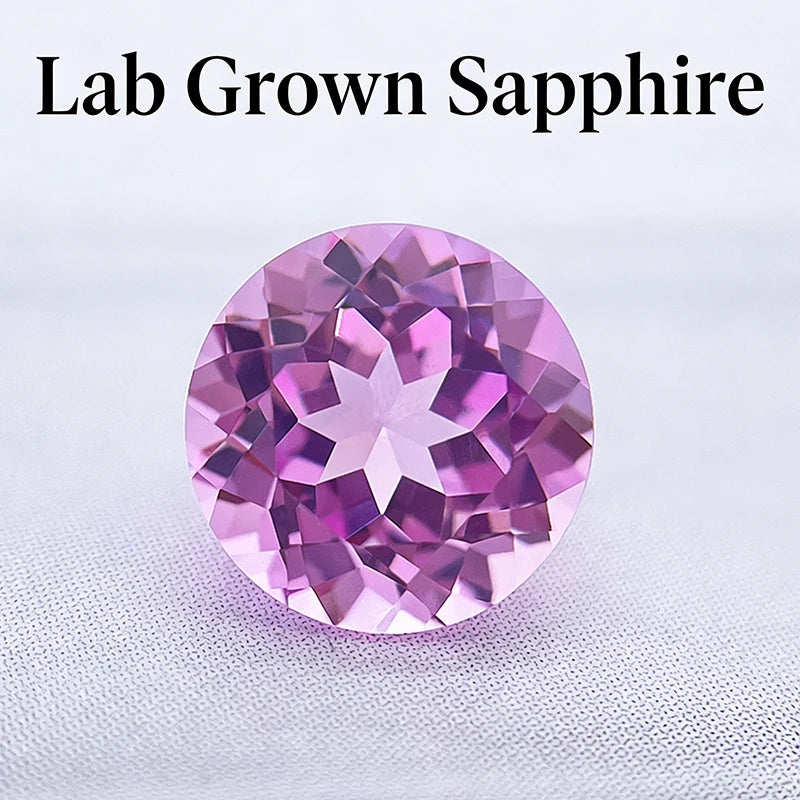 Lab Grown Sapphire High Quality Round Cut Pink Color for DIY Ring Necklace Earrings Main Materials Selectable AGL Certificate