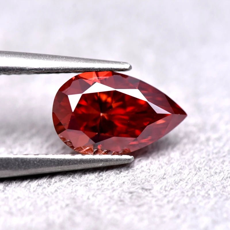 Pear Cut Garnet Color Moissanite Synthetic Gemstone with Certificate DIY Ring Necklace Earrings Main Materials