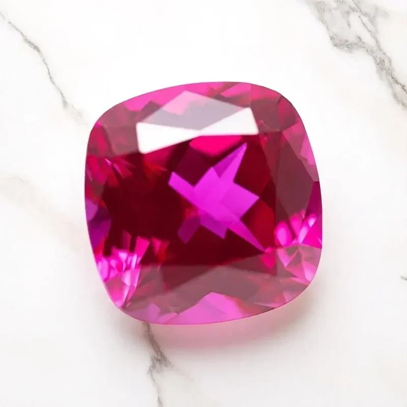 Square Cushion Shape Rubeliite Colour Lab Grown Ruby  VVS1 Charm Beads for Diy Jewelry Making Pendant Selectable AGL Certificate