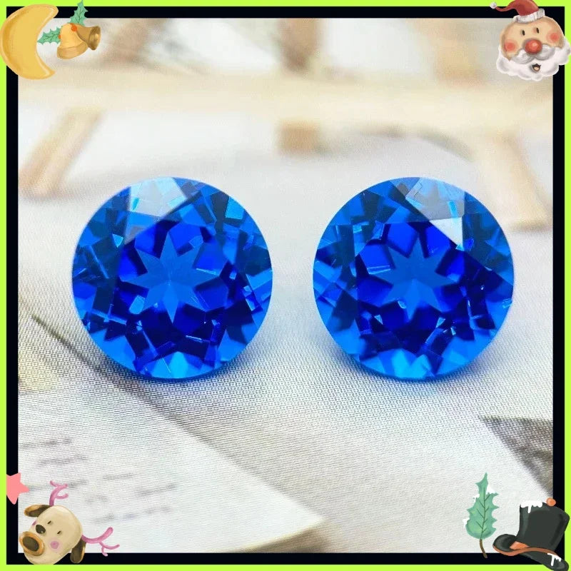 TOPRound Cut Lab Grown Cobalt Spinel Synthetic Gemstone For Diy Jewelry Making Selectable Certificate