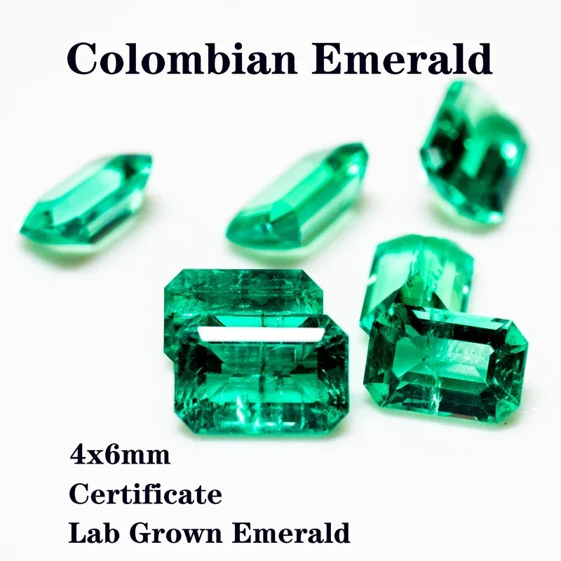 Laboratory Columbia Emerald Small Size 4x6mm Emerald Cut for Charms Jewelry Making DIY Ring Necklace Earrings Main Materials
