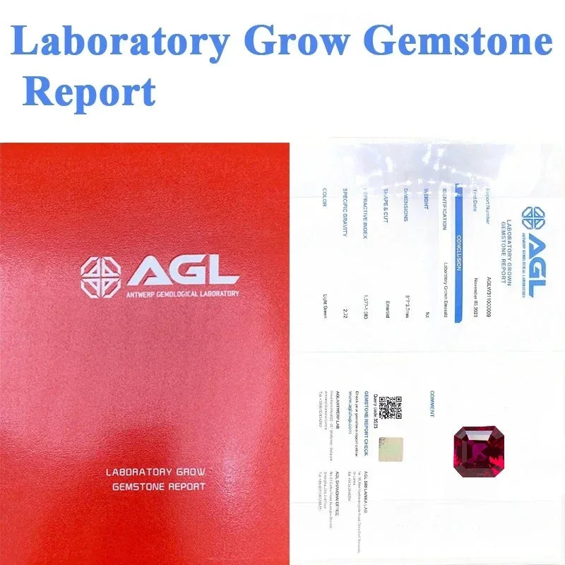 Red Color  Asscher Cut Lab Grown Ruby Square VVS1 Gemstone Charms DIY for Jewelry Making Material Selectable AGL Certificate