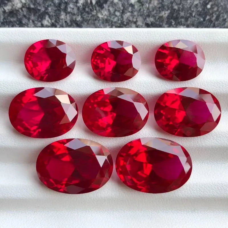 Lab Grown Ruby Plum Blossom Cut Pigeon Blood Red Color DIY Charms Jewelry Making Main Materials Selectable AGL Certificate