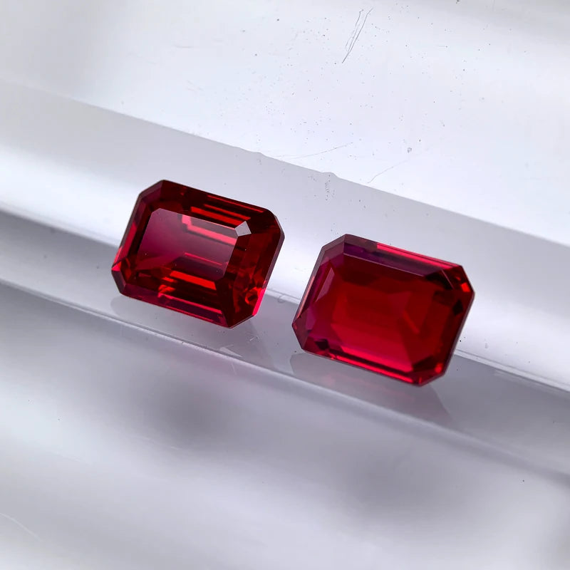 Ruby Pigeon Emerald Shape Blood Red Color Artificially Synthesized Gemstones with Certificate