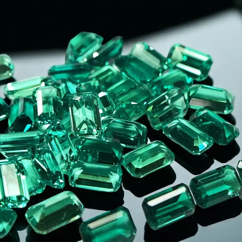 Hydrothermal Emerald Hand Cut Laboratory Columbia Emeralds Size 3x5mm  with Cracks Inclusions Inside Selectable AGL Certificate