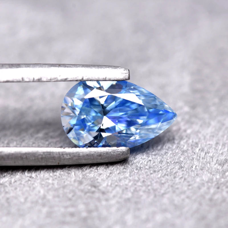 Pear Cut Ice Blue Color Moissanite Synthetic Gemstone with Certificate Charms Gemstone