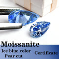 Pear Cut Ice Blue Color Moissanite Synthetic Gemstone with Certificate Charms Gemstone