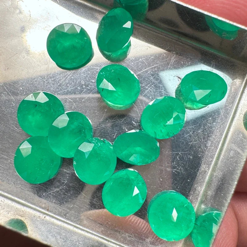 Top Round Shape Colombia Emerald Lab Grown Stones Rich Content DIY Charms Ring Necklace Earrings Main Materials Natural Colour