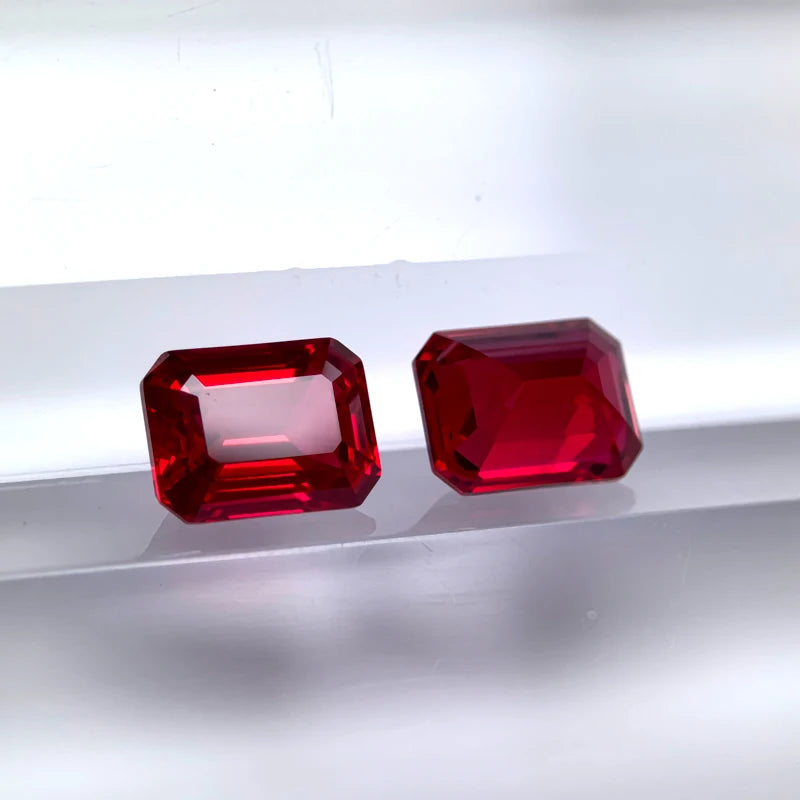 Ruby Pigeon Emerald Shape Blood Red Color Artificially Synthesized Gemstones with Certificate