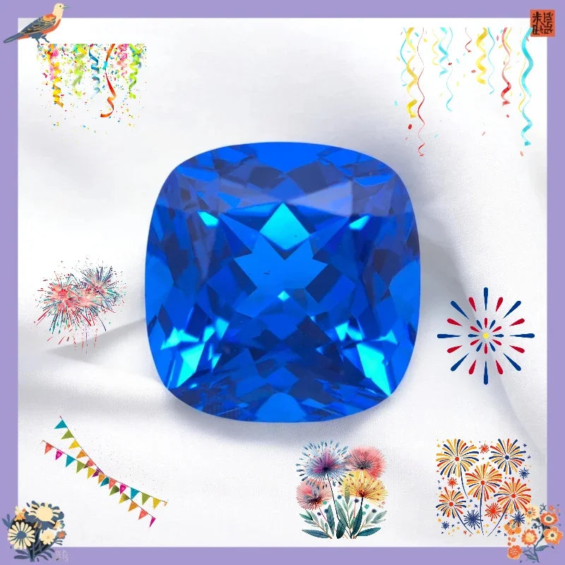 TOPLab Grown Cobalt Spinel Cushion Cut Synthetic Gemstone