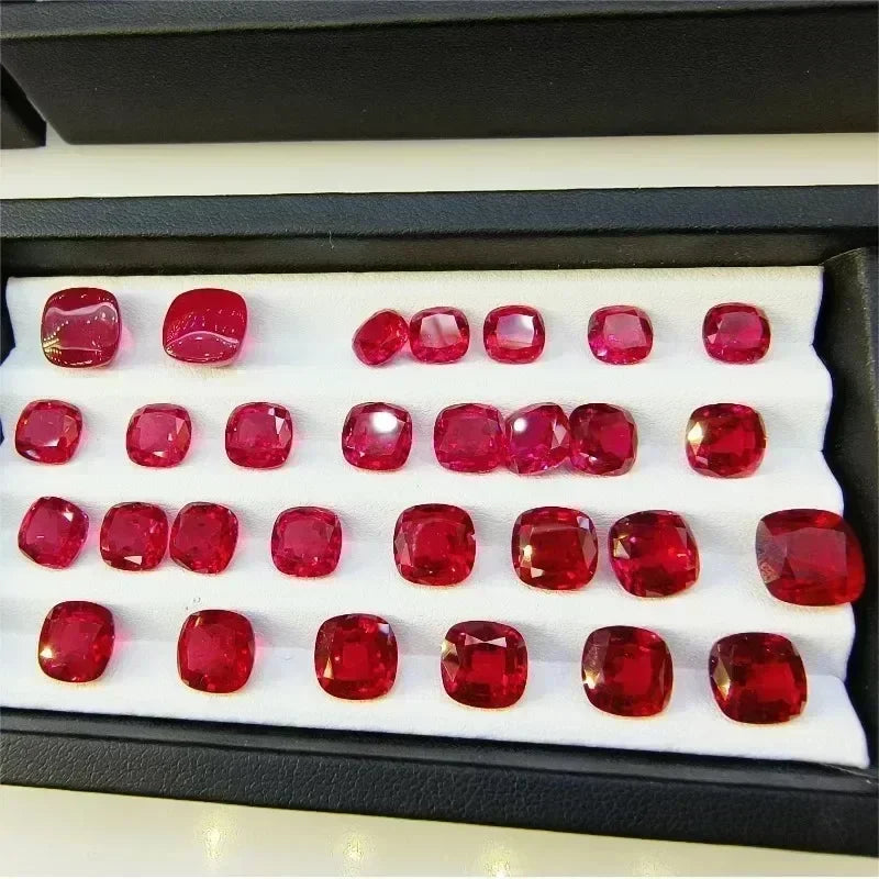 Ruby Pigeon Blood Red Color Wholesale Lab Grown  Cushion Shape DIY Ring Necklace Earrings Main Materials Artificial Gemstone