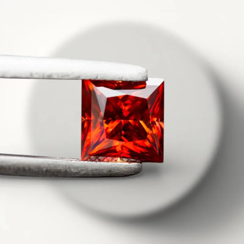 Moissanite Artificial stone Princess cut square shape garnet color DIY jewelry certificate