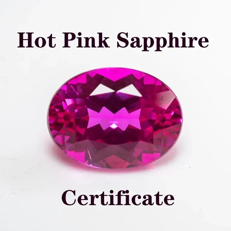 Lab Grown Sapphire Hot Pink Color Oval Shape Charms Gemstone for DIY Jewelry Making Materials Selectable Certificate