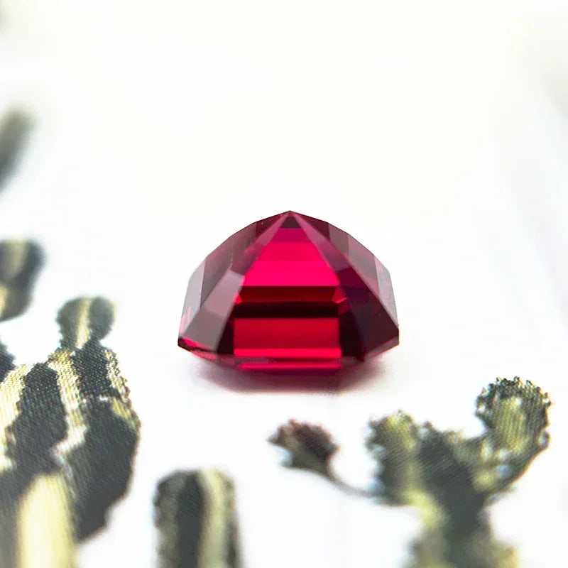 A-Hot Sales Lab Grown Ruby Asscher Cut Pigeon Blood Red Color Charms Jewelry Making Main Materials Selectable AGL Certificate