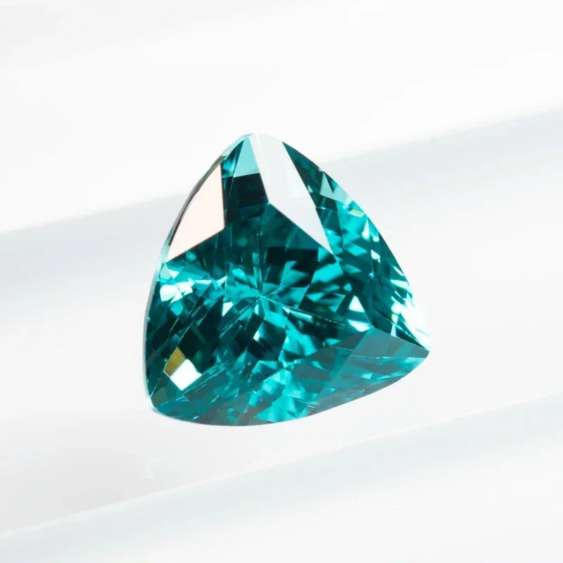 Lab Grown Sapphire Paraiba Fat Triangle Trillion Charms Gemstone  DIY Ring Necklace Earrings Main Materials  AGL Certificate