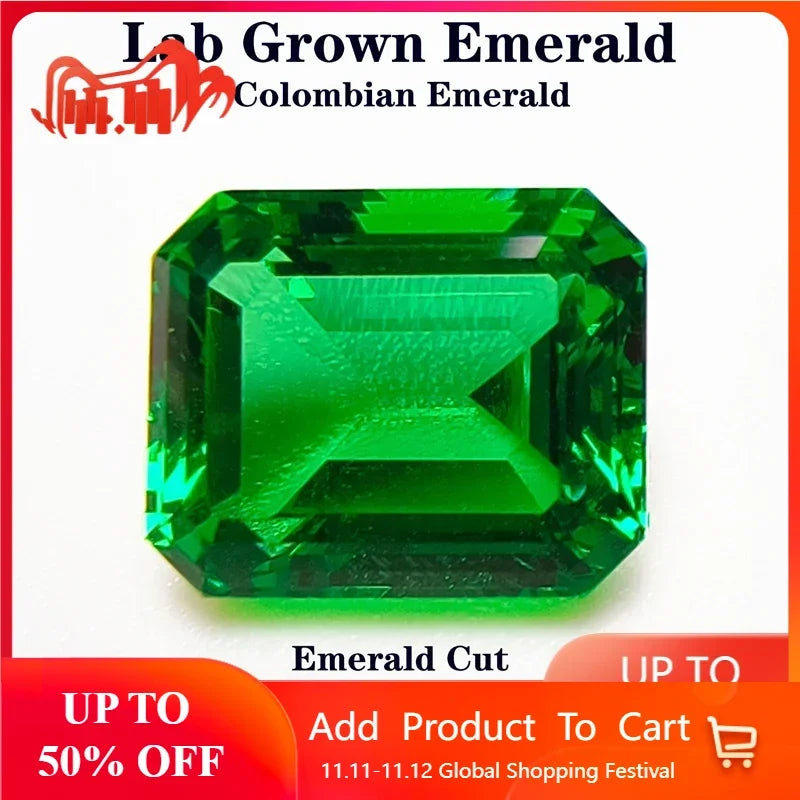 Lab Grown Columbia Emerald 9x11mm  for Jewelry MakingDIY Ring Necklace Earrings Main Materials Selectable Certificate