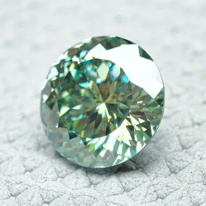 Moissanite Stone 100 Faceted Cut Blue Green Natural Color Multiple Sizes for DIY Charms Jewelry Making with Certificate