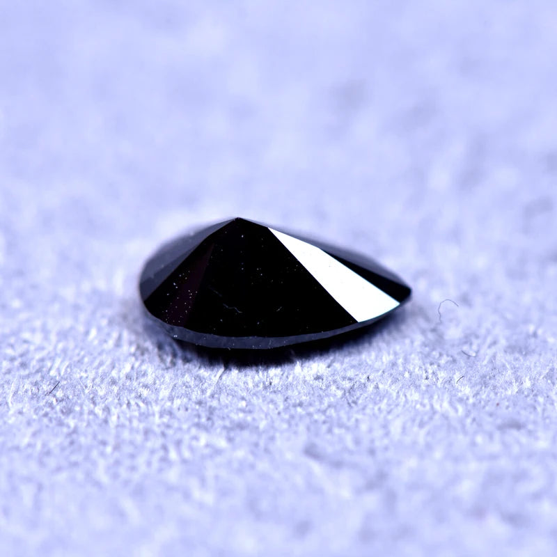 Pear Cut Black Color Moissanite Synthetic Gemstone with Certificate Extremely Shiny Quality