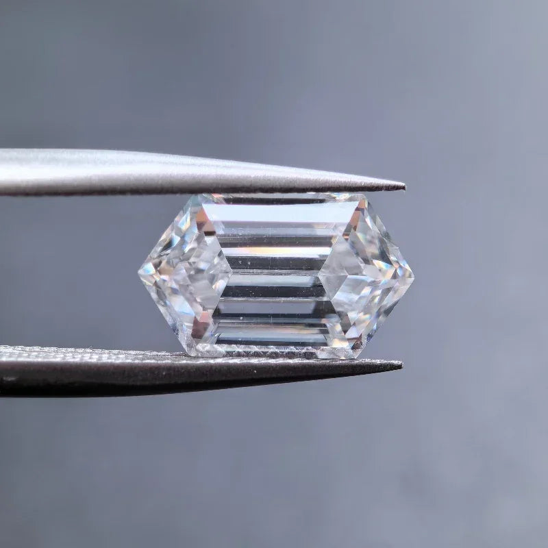 Moissanite Stone D Color Long Hexagon Shape Special Cut Lab Grown Gemstone for DIY Charms Jewelry Making with Certificate
