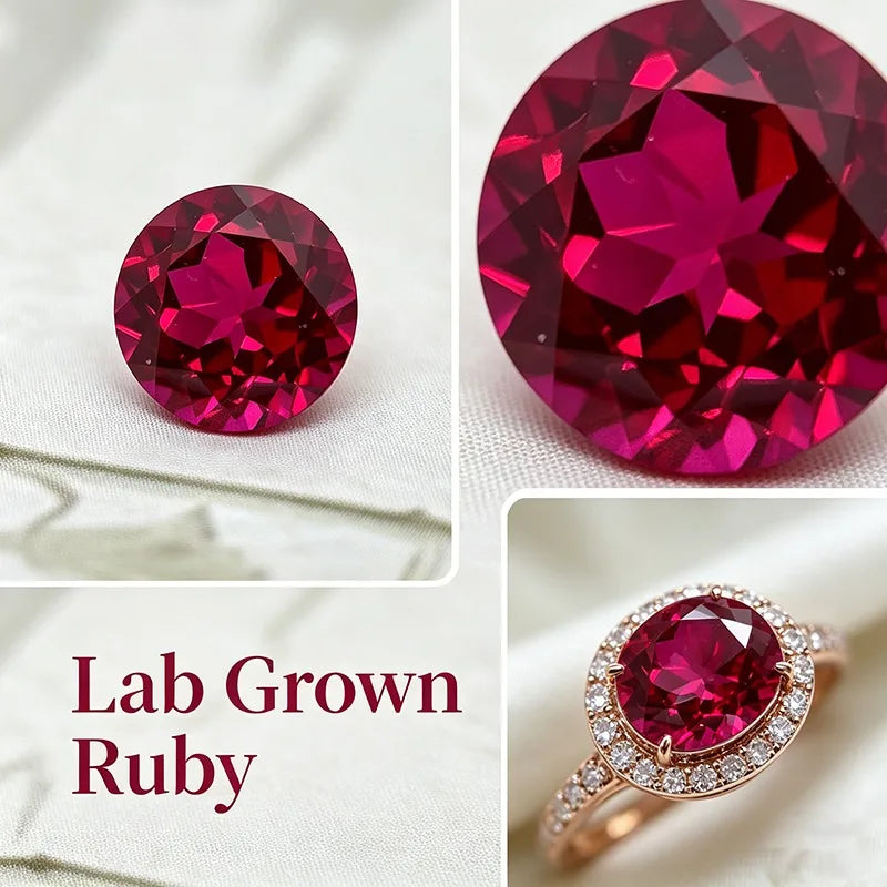 Lab Grown Ruby Round Cut Ruby Color High-quality Charms DIY Jewelry Making Main Materials Selectable AGL Certificate