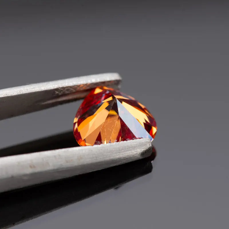 Moissanite VVS1 Artificial Stone Garnet Color Heart Cut with Certificate High Quality