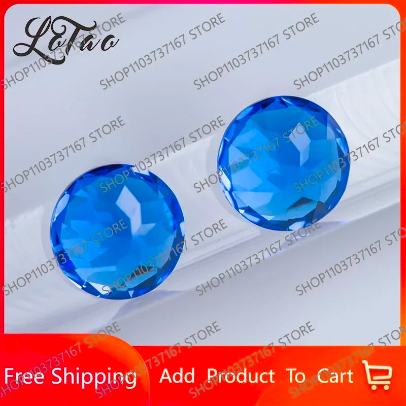 TOPTOP High Quality Lab Grown Cobalt Spinel Blue Color Round Shape Gemstone For Charms Jewelry Making Materials Selectable Certi
