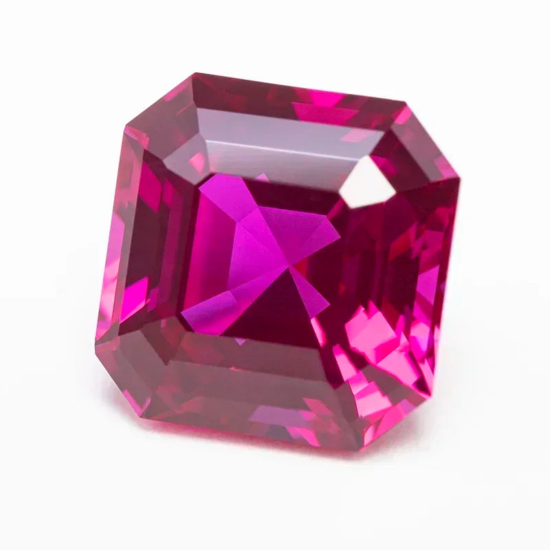Square Asscher Cut Rubellite Lab Grown Ruby VVS1 Gemstone Charms DIY for Jewelry Making Materials Selectable AGL Certificate