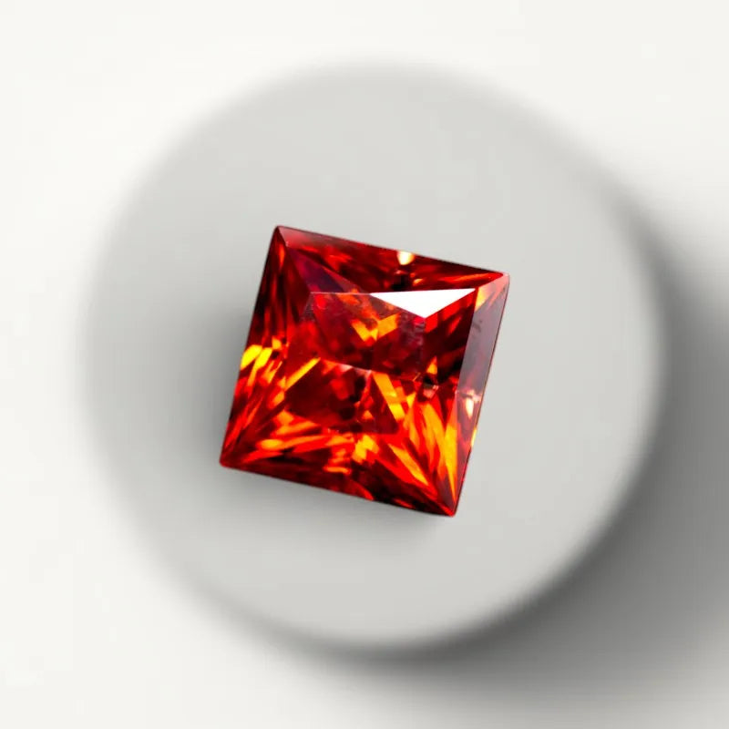 Moissanite Artificial stone Princess cut square shape garnet color DIY jewelry certificate