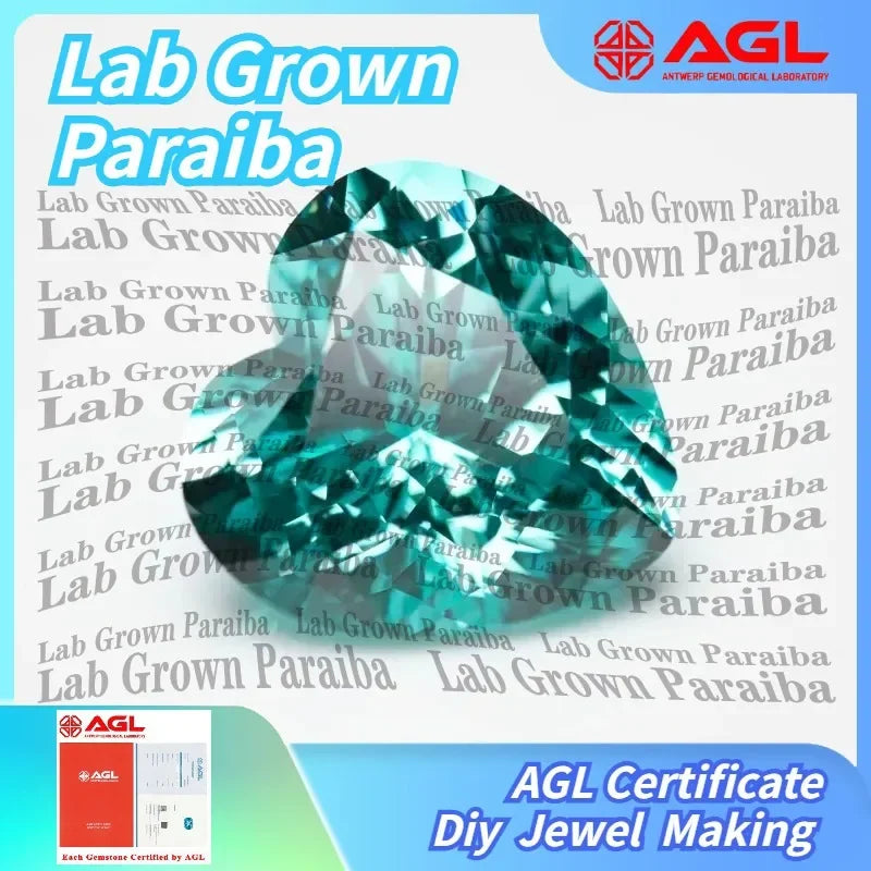 Lab Grown Paraiba Heart Cut Gemstone for DIY Jewelry Making Inlay Ring Necklace AGL Certificate Lab Created Paraiba