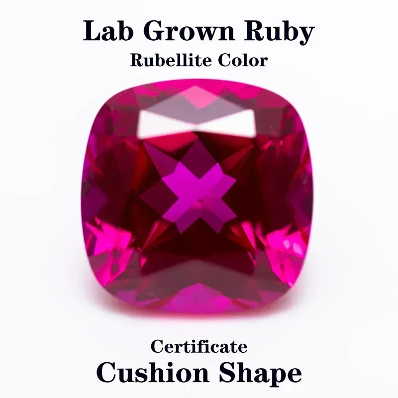 Lab Grown Ruby  Rubellite Color Cushion Shape VVS1 Charms Jewelry Making DIY Ring Necklace Earrings Main Materials Certificate