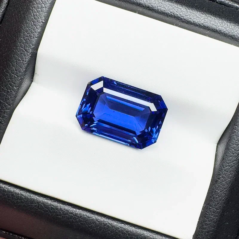 Lab Grown Sapphire Emerald Cut Royal Blue 10x14mm 9.5ct  VVS1 Gemstone for Diy Jewelry Making with AGL Certificate