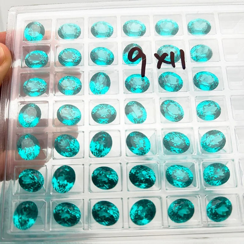 Lab Grown Paraiba Oval Cut Neon Blue Color for DIY Advanced Jewelry Making Inlay Ring Necklace Selectable AGL Certificate