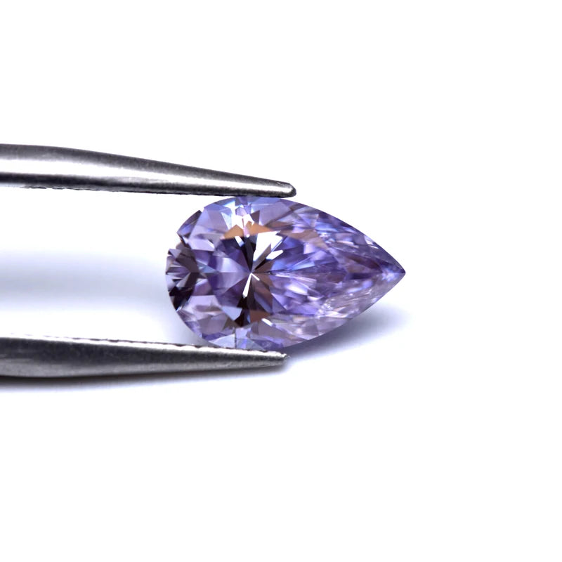 Pear Cut Light Purple Color Moissanite Synthetic Gemstone with Certificate Used for Manufacturing Jewelry