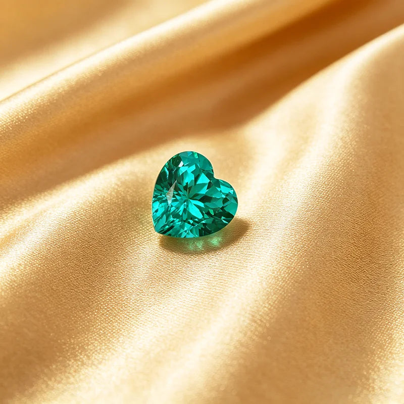 Lab Grown Paraiba Gemstone Heart Shape Loose Gemstones For Jewelry Setting Multi Shapes Available Round Pear Heart Emerald