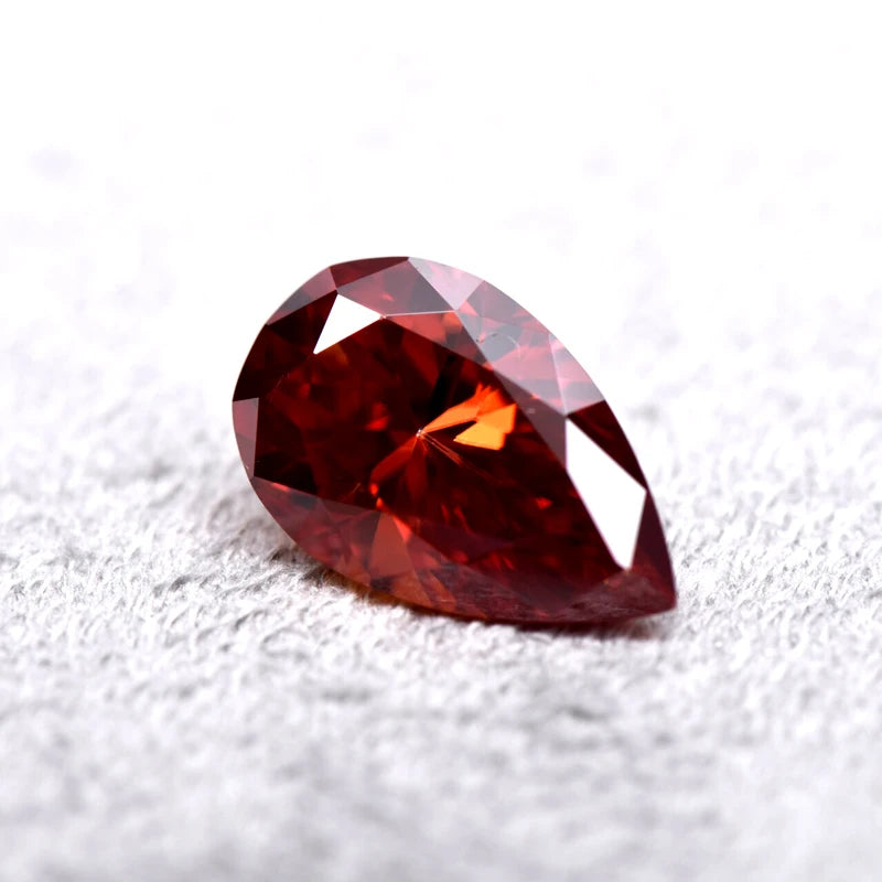 Pear Cut Garnet Color Moissanite Synthetic Gemstone with Certificate DIY Ring Necklace Earrings Main Materials