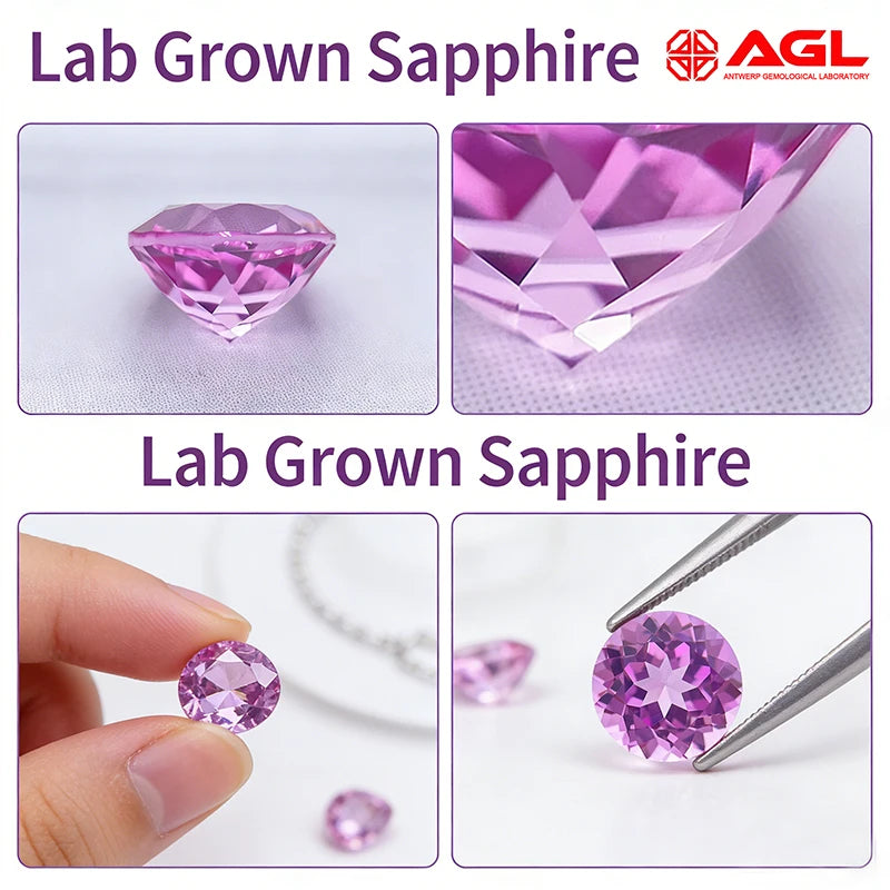 Lab Grown Pink Sapphire Gemstone Round Cut for Jewelry Making Setting Crafting DIY Engagement Rings Wedding Bands Lab Created