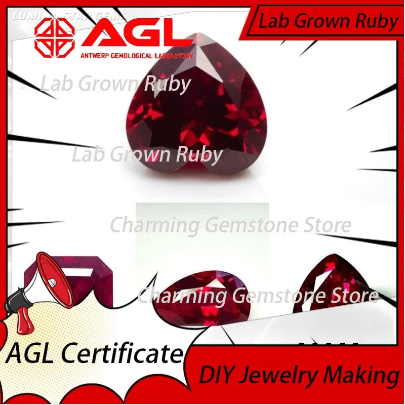 Lab Grown Ruby Asscher Cut VVS1 Pigeon Blood Red Gemstone for DIY Jewelry Making Materials Certificate Multiple Shapes