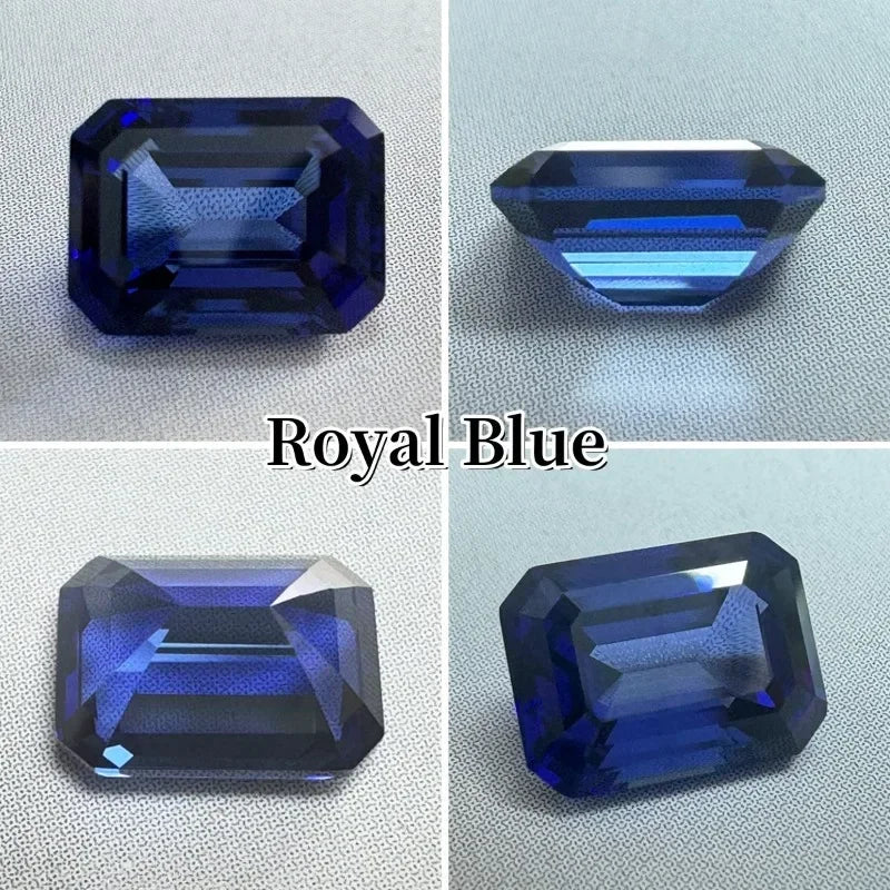 A- Lab Grown Sapphire Emerald Shape High-quality DIY Charms Jewelry Rings Earring Making Main Materials Selectable AGL Certifica