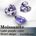 Moissanite VVS1 Artificial Stone Light Purple Color Heart Cut with Certificate Factory Wholesale Price