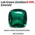 Lab Grown Zambian Emerald Square Cushion Cut Smooth Surface for DIY Jewelry Making with Natural Inclusions AGL Certificate
