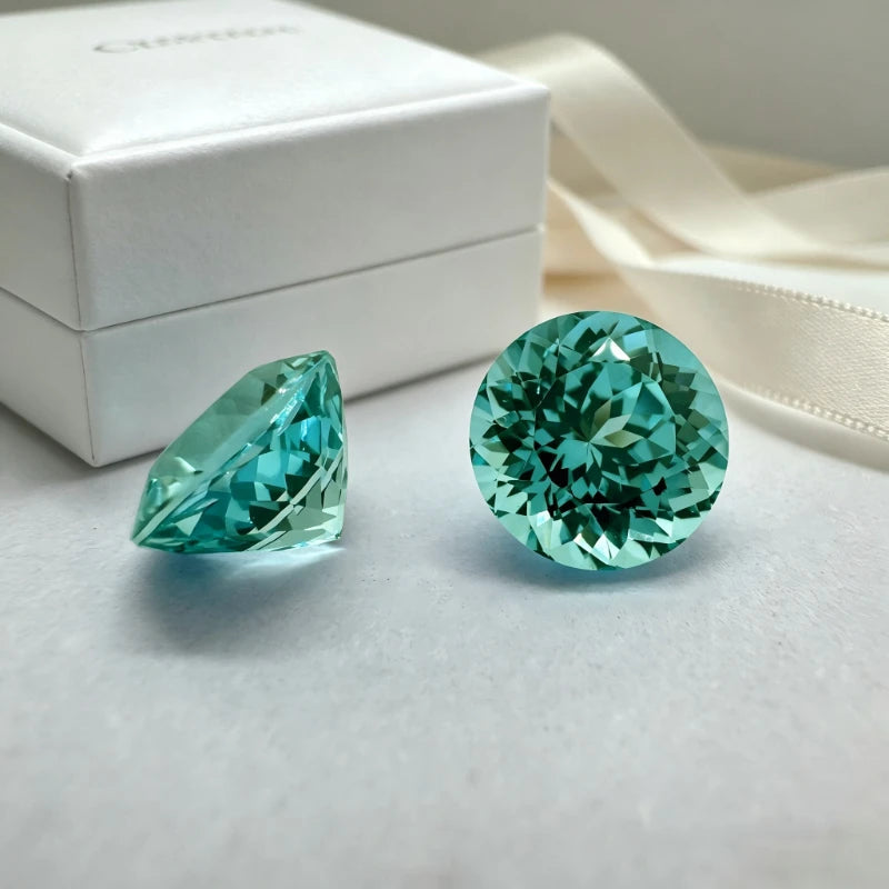 Paraiba Round Shape Artificial Gemstone Neon Blue Color Available Certificate Wholesale