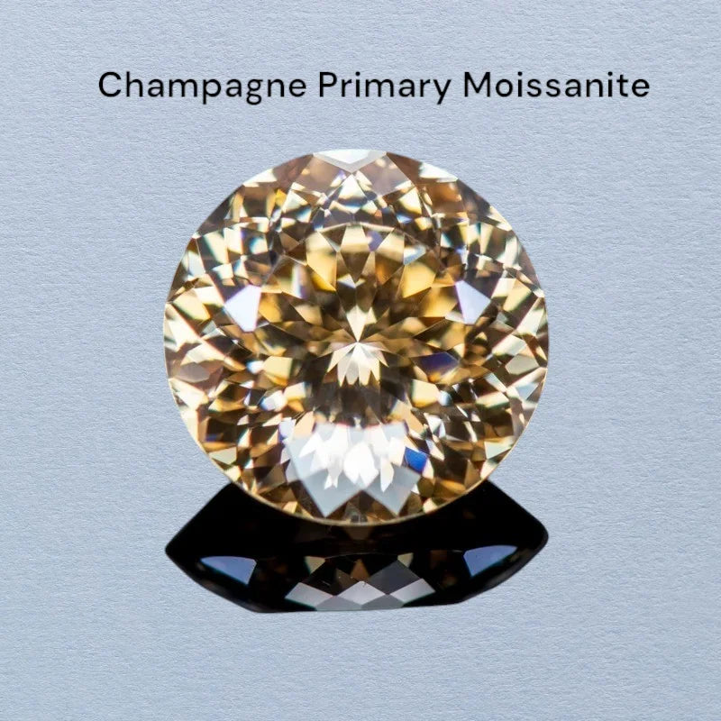 Moissanite Stone 100 Faceted Champagne Primary Color Round Shape Lab Grown Diamond Charms for Jewel Making  with Certificate