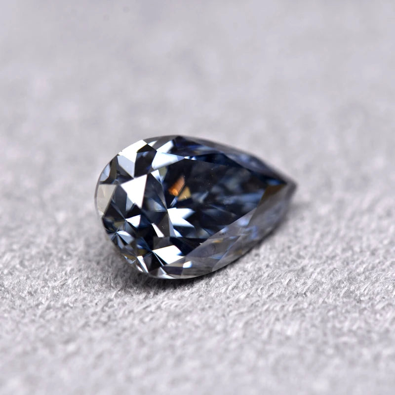 Pear Cut Grey Color Moissanite Synthetic Gemstone with Certificate Charms Gemstone