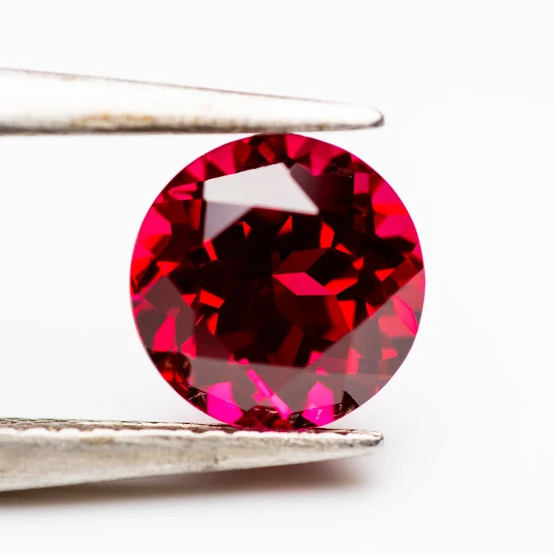 Lab Grown Ruby Pigeon Blood Red Color Round Shaped Beads Charm Gemstone DIY Ring Necklace Earrings Main Materials Certificate